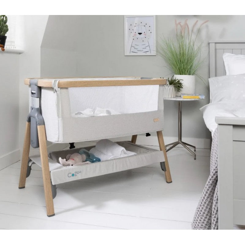 Tutti Bambini – Patut 2 in 1 co-sleeper CoZee Oak & Sterling Silver