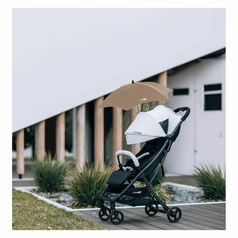 Umbrela carucior, FreeON, Universala, Din material impermeabil, Cu filtru UPF 50+, Anti-UV, Brown