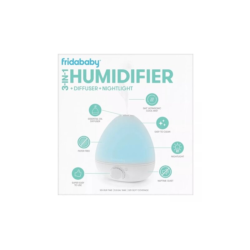 Umidificator ultrasonic 3 in 1 Fridababy BreatheFrida cu difuzor si lumina de veghe