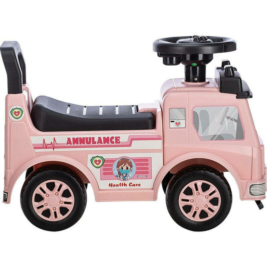 Vehicul ride-on, Free2Move, Ambulanta, Cu lumini si sunete, Cu spatiu de depozitare, 19-36 luni, Roz
