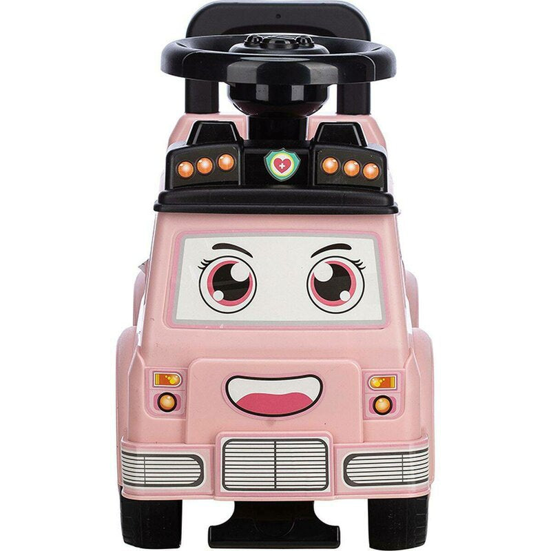 Vehicul ride-on, Free2Move, Ambulanta, Cu lumini si sunete, Cu spatiu de depozitare, 19-36 luni, Roz