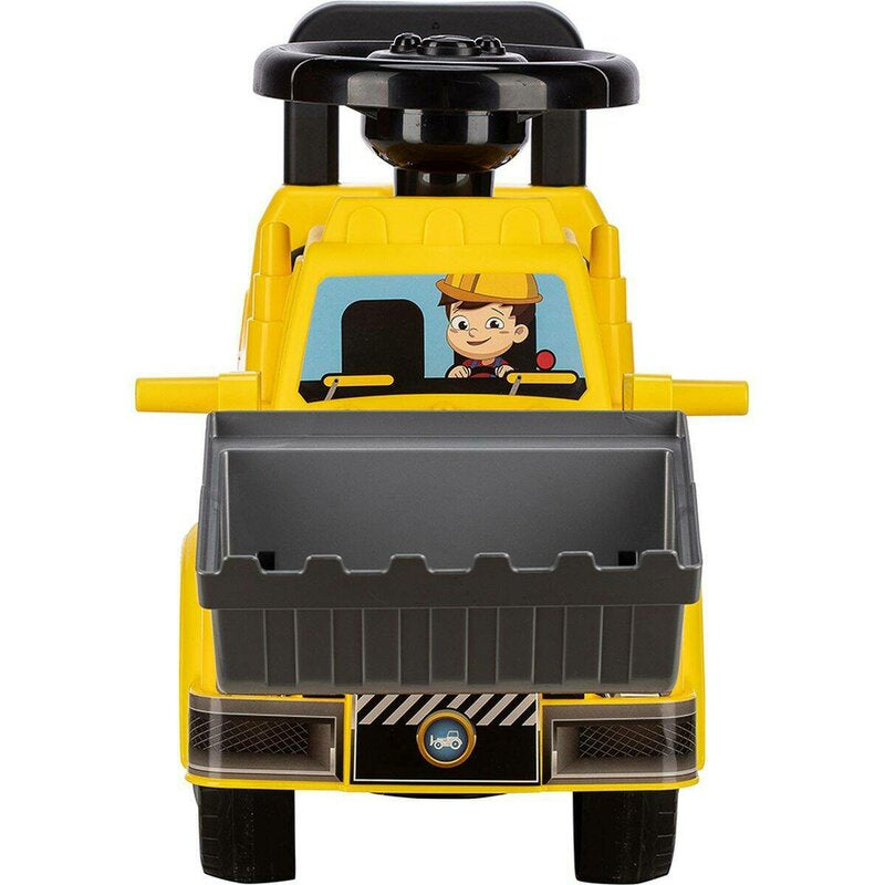 Vehicul ride-on, Free2Move, Buldozer, Cu lumini si sunete, Cu spatiu de depozitare, 19-36 luni, Galben