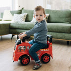 Vehicul ride-on, Free2Move, Masina de pompieri, Cu lumini si sunete, Cu spatiu de depozitare, 19-36 luni, Rosu