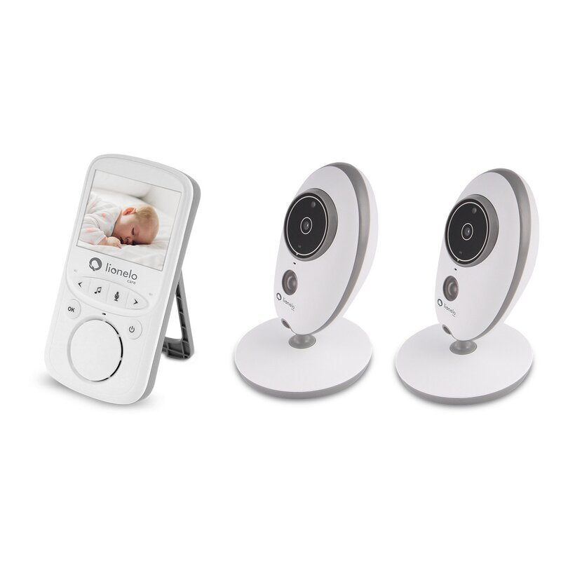 Video monitor, Lionelo, Babyline 5.1, Wireless, Cu 8 cantece de leagan, Cu doua camere independente, Mod nocturn, Utilizare 24 h fara incarcare, Alb