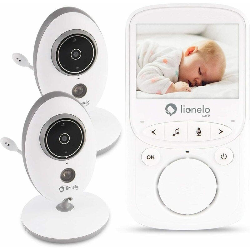 Video monitor, Lionelo, Babyline 5.1, Wireless, Cu 8 cantece de leagan, Cu doua camere independente, Mod nocturn, Utilizare 24 h fara incarcare, Alb