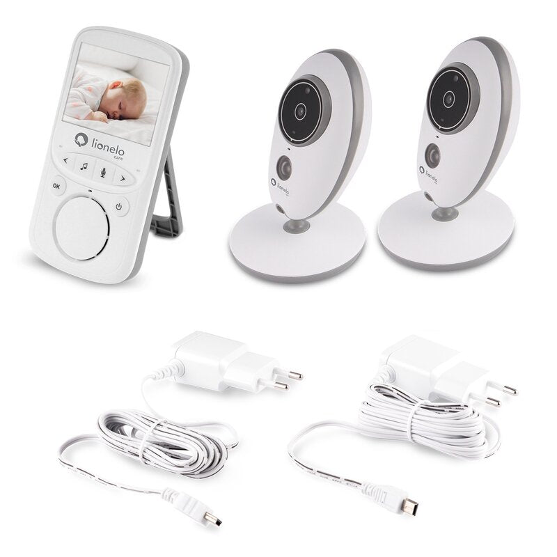 Video monitor, Lionelo, Babyline 5.1, Wireless, Cu 8 cantece de leagan, Cu doua camere independente, Mod nocturn, Utilizare 24 h fara incarcare, Alb