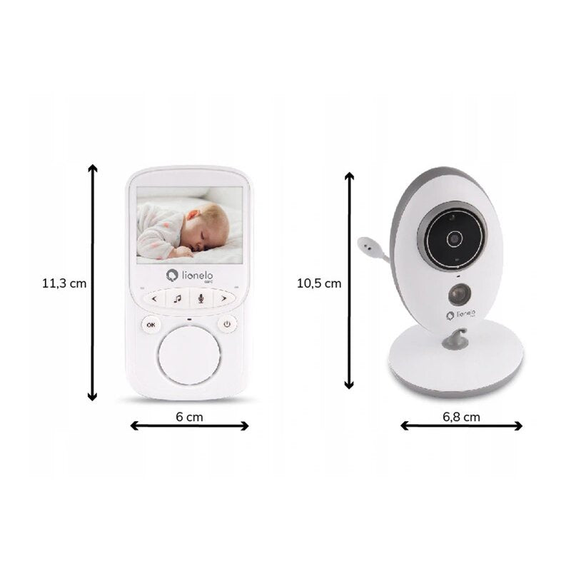Video monitor, Lionelo, Babyline 5.1, Wireless, Cu 8 cantece de leagan, Cu doua camere independente, Mod nocturn, Utilizare 24 h fara incarcare, Alb
