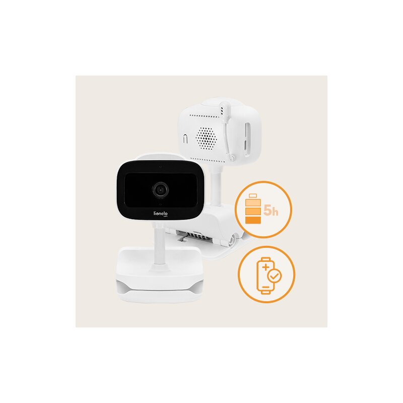 Video monitor, Lionelo, Babyline Go, Cu aplicatia dedicata Lionelo Smart, Mod de noapte 8m, Cu functie de iluminare, Pana la 5h functionare wireless, Comunicare bidirectionala, Rotatie 180 grade, Alb