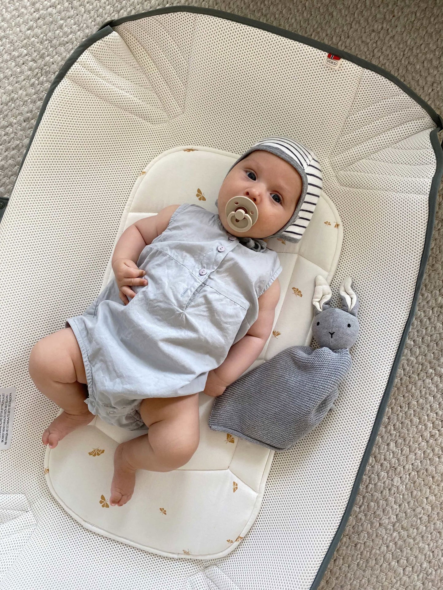 Pătuț pentru Transport Voksi® Carry Me Meadow Green | 0-6 luni | Certificat OEKO-TEX