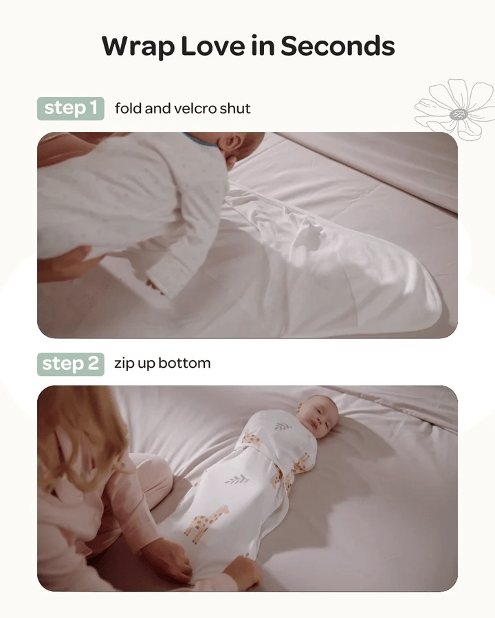Pachet 2 Saculeti Swaddle Momcozy Bloom 0-3 Luni 3.5-6.5 kg Bambus si Bumbac