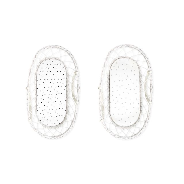 Set 2 cearsaf cu elastic pentru landou/ cosulet bebe Bumbac
